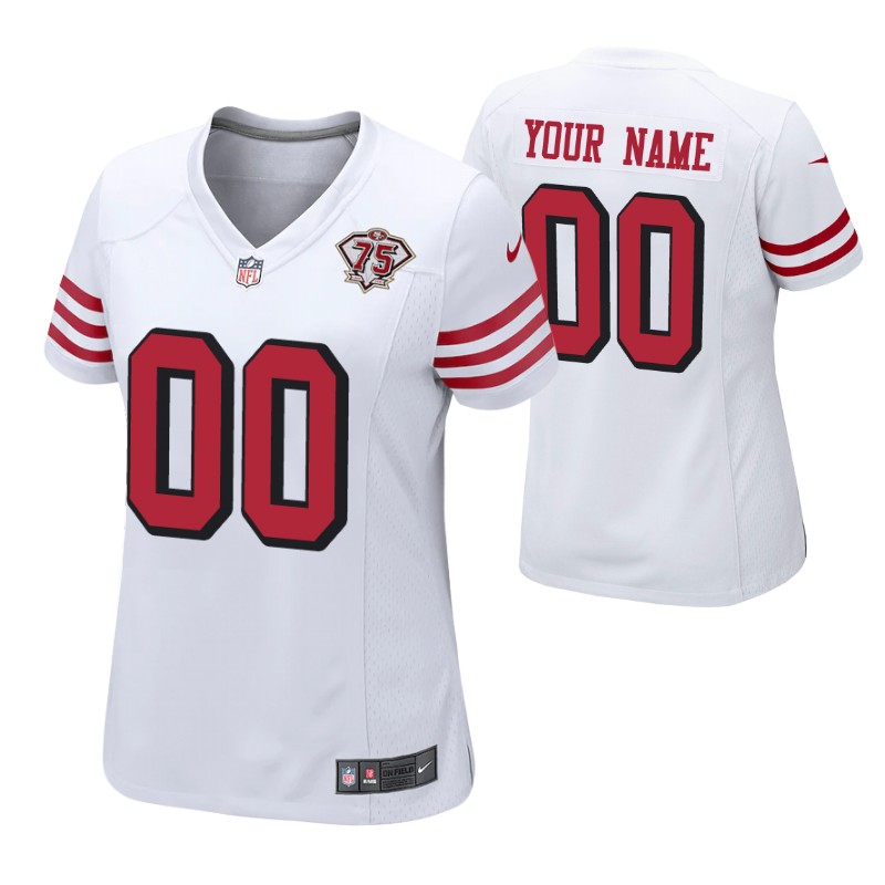 49ers custom 75th anniversary alternate game women's jersey white stitched