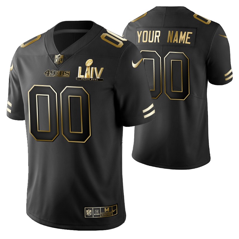 49ers custom jersey super bowl liv black golden edition stitched
