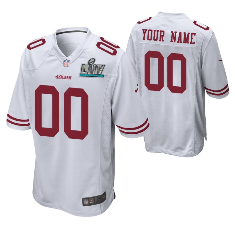 49ers custom super bowl liv jersey game men's white stitched