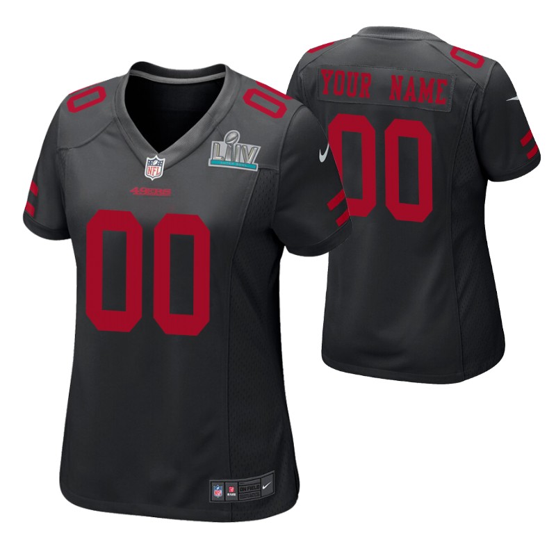 49ers custom super bowl liv jersey game women's black stitched