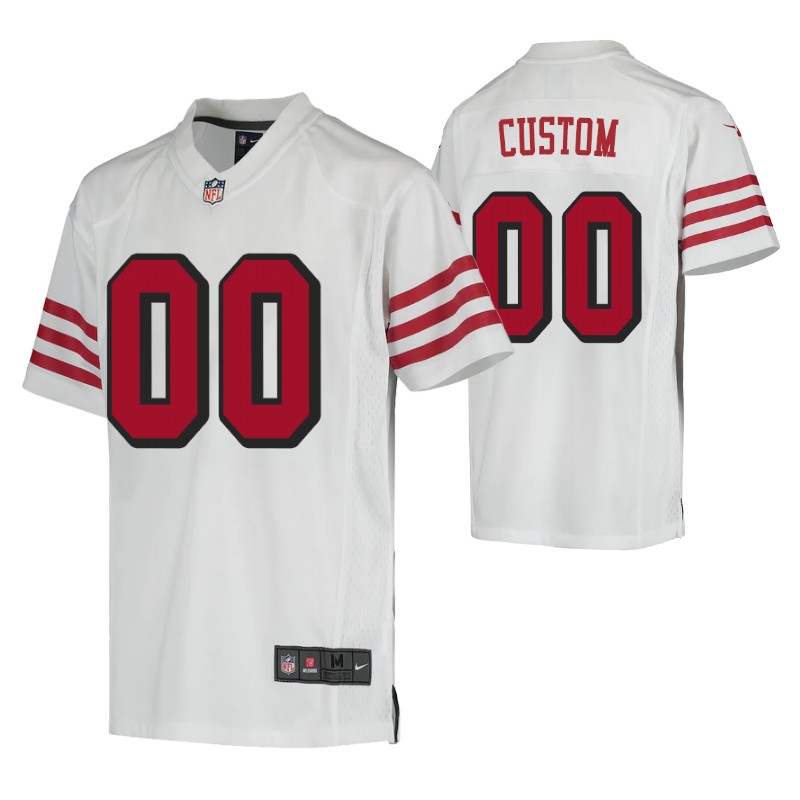 49ers custom white color rush game jersey youth stitched