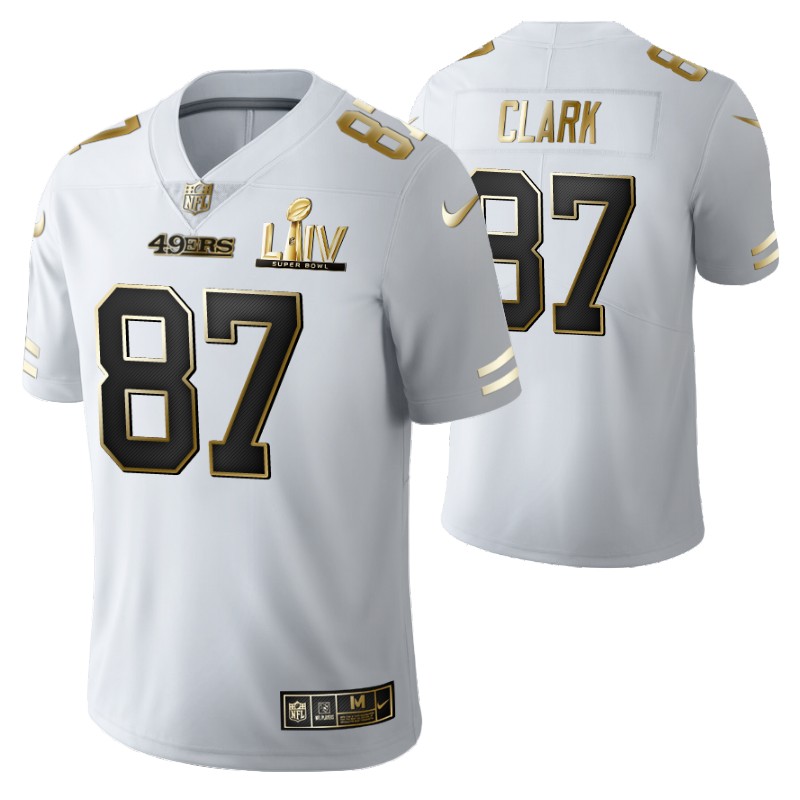 49ers dwight clark jersey super bowl liv white golden edition stitched