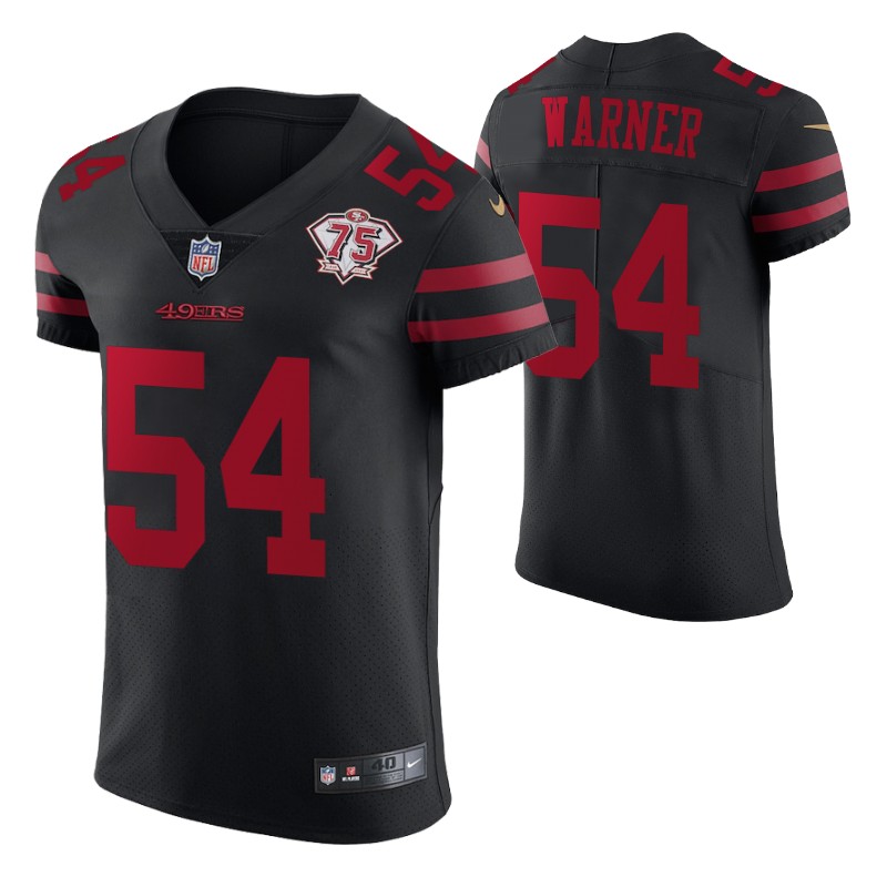 49ers fred warner 75th anniversary black men's jersey vapor elite stitched
