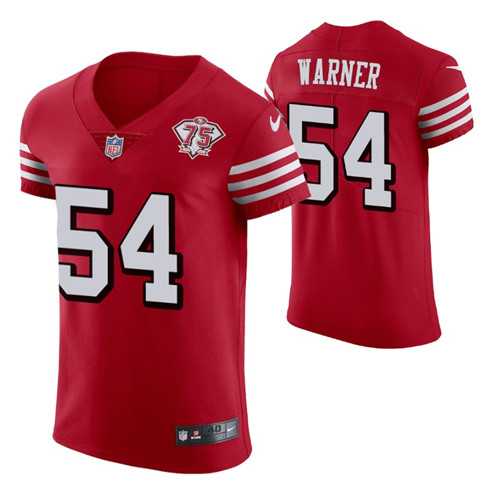 49ers fred warner 75th anniversary scarlet men's jersey vapor elite stitched