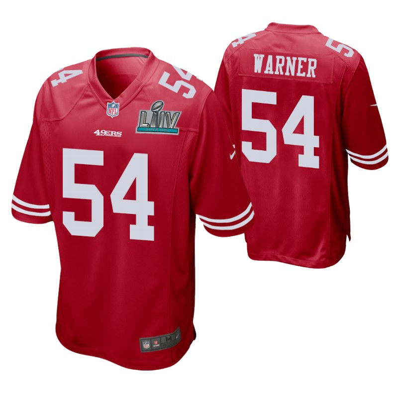 49ers fred warner super bowl liv jersey game men's scarlet stitched