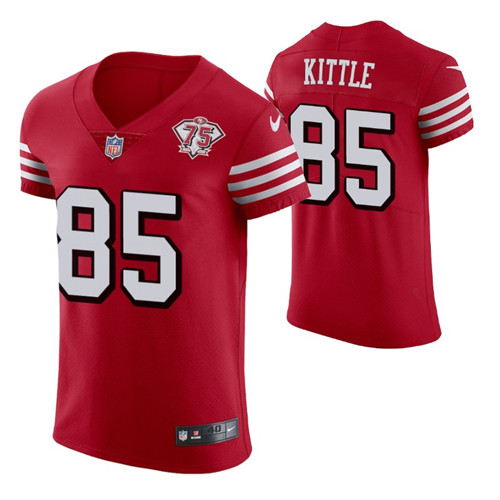 49ers george kittle 75th anniversary scarlet men's jersey vapor elite stitched