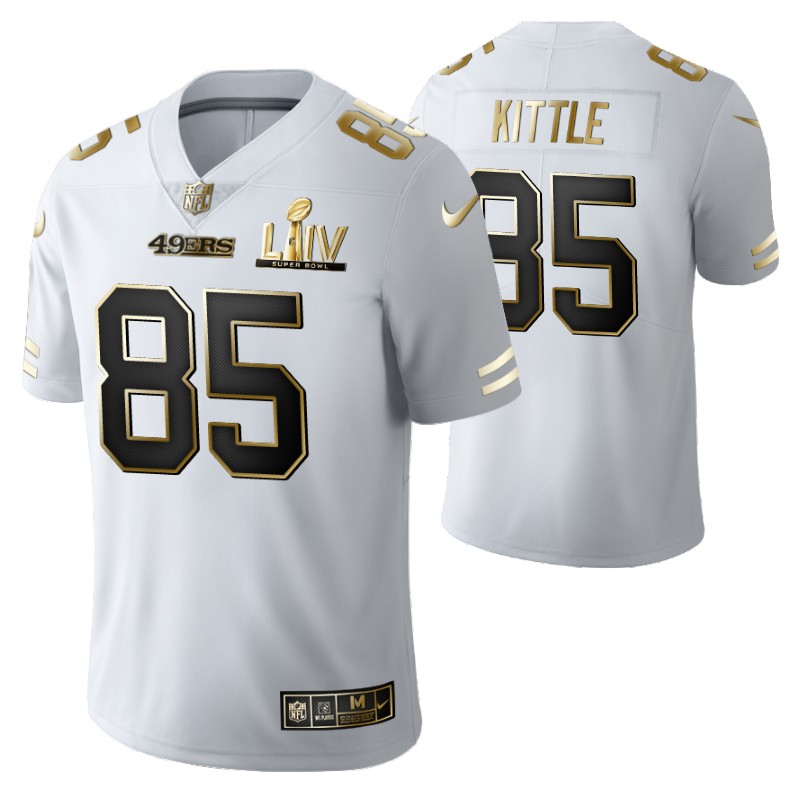 49ers george kittle jersey super bowl liv white golden edition stitched