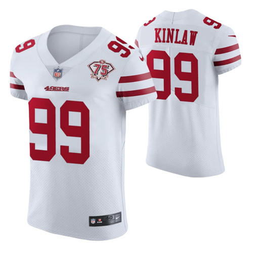 49ers javon kinlaw 75th anniversary white men's jersey vapor elite stitched