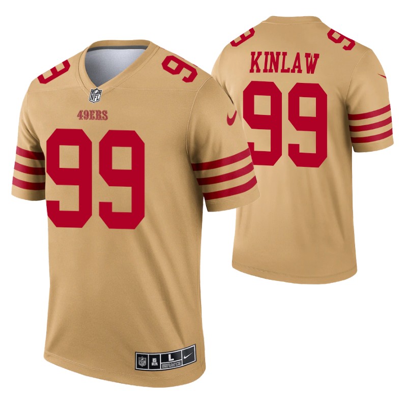 49ers javon kinlaw inverted legend jersey gold stitched