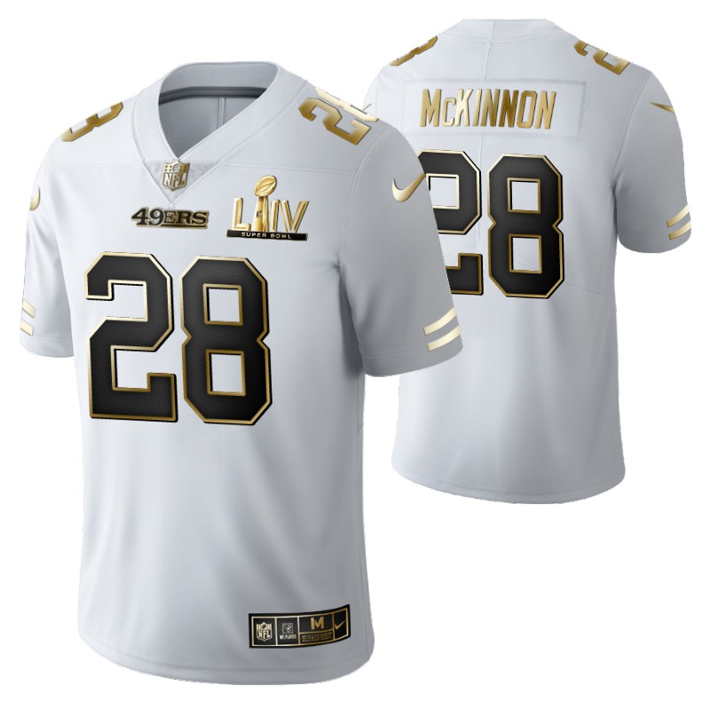 49ers jerick mckinnon jersey super bowl liv white golden edition stitched