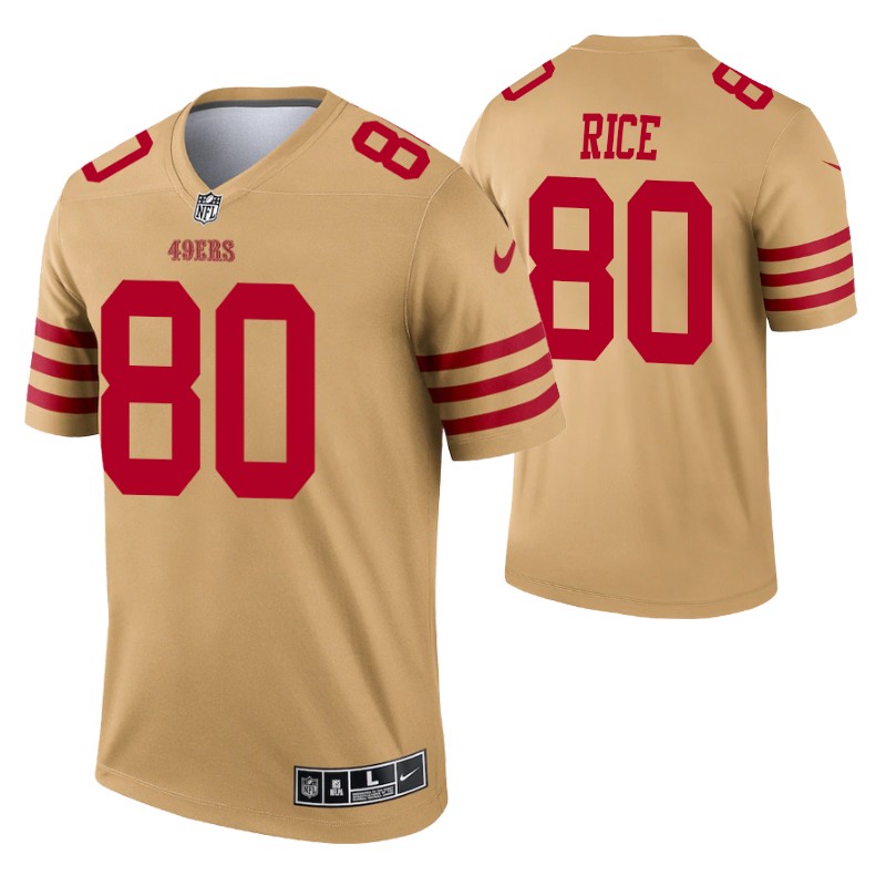 49ers jerry rice inverted legend jersey gold stitched