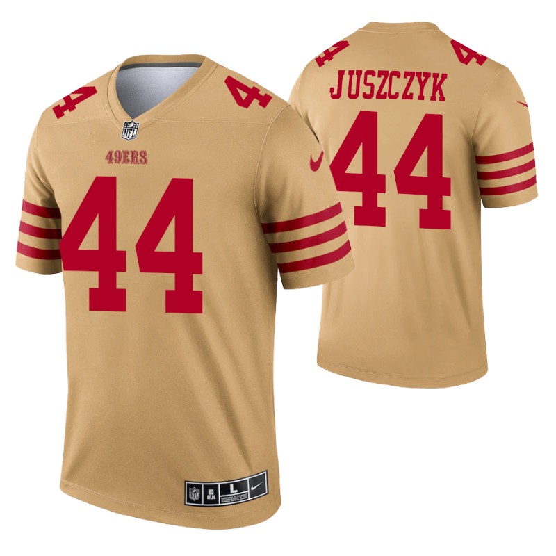 49ers kyle juszczyk inverted legend jersey gold stitched