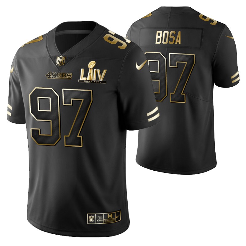 49ers nick bosa jersey super bowl liv black golden edition stitched