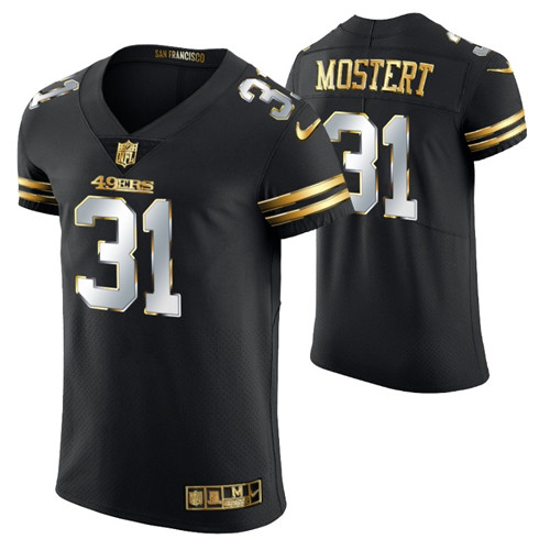 49ers raheem mostert golden edition jersey black men's stitched
