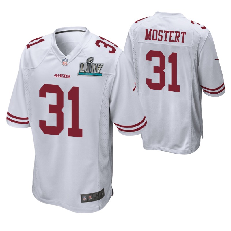 49ers raheem mostert super bowl liv jersey game men's white stitched