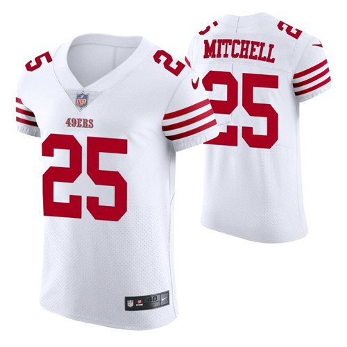 49ers white elijah mitchell vapor elite jersey stitched