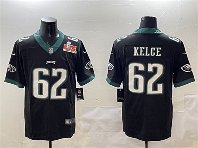 62 kelce with patch black jerseys