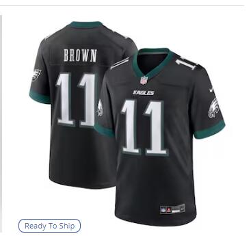 A.J. Brown Philadelphia Eagles Nike Black Game Jersey - Whites