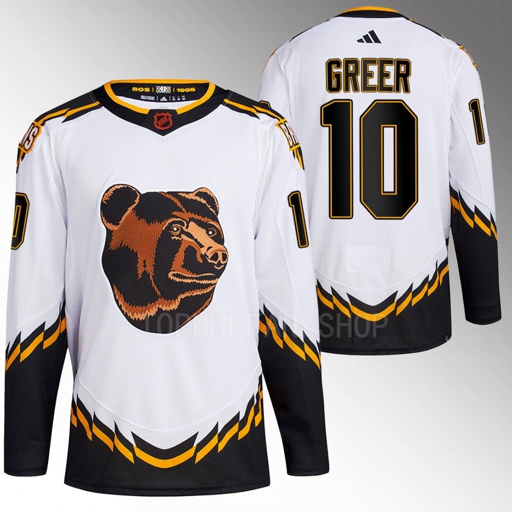 A.J. Greer 2022 Boston Bruins White Reverse Retro 2.0 Authentic Primegreen Jersey Stitched