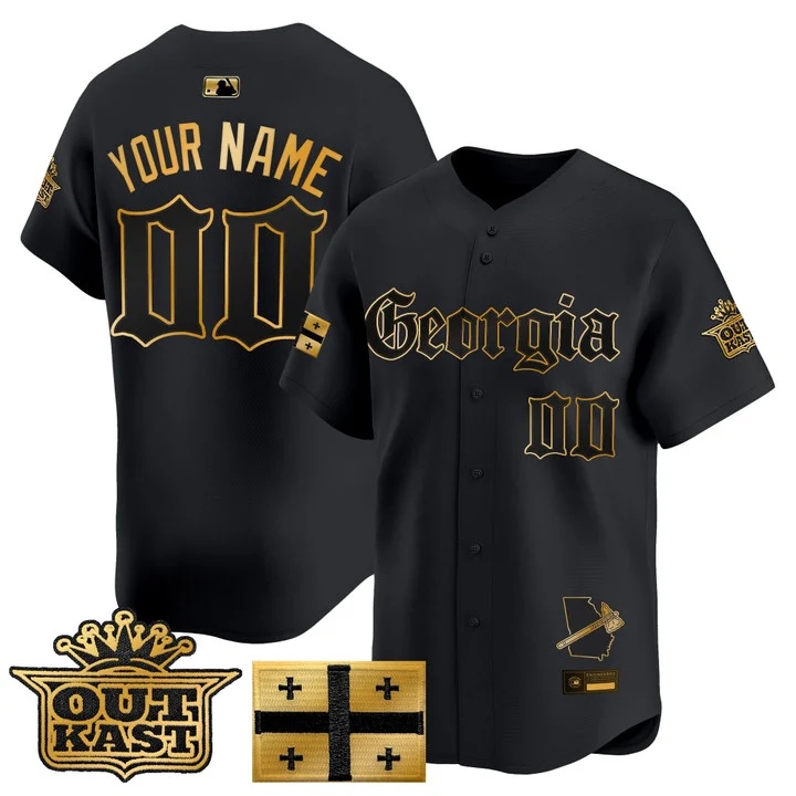 ATLANTA BRAVES 'GEORGIA X OUTKAST GOTHIC EDITION' VAPOR PREMIER LIMITED CUSTOM JERSEY BLACK GOLD