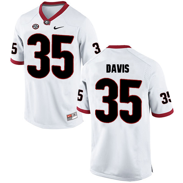 Aaron Davis Georgia Bulldogs Men's Jersey - #35 NCAA White Limited Away