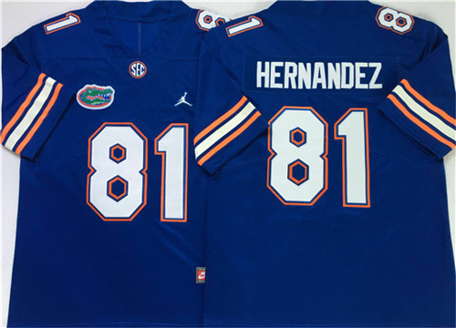 Aaron Hernandez Florida Gators Men's Jersey - #81 NCAA Blue Stitched Jordan Authentic