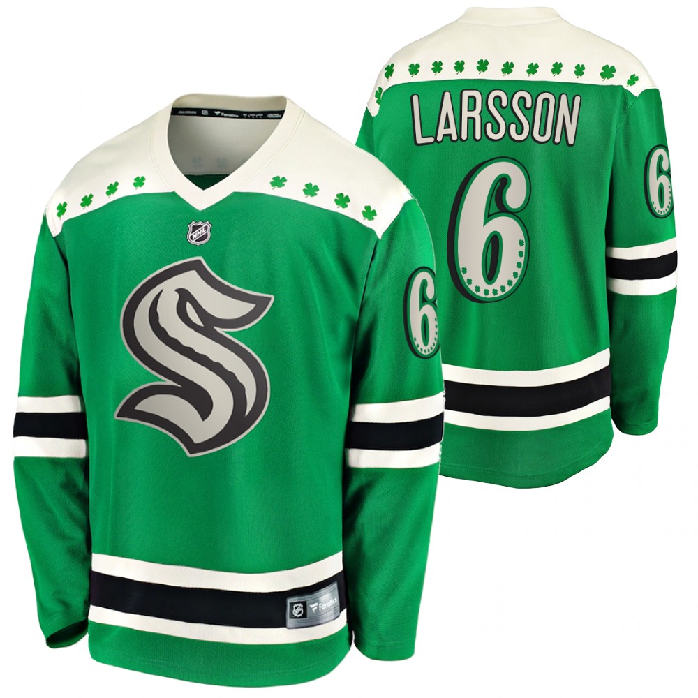 Adam Larsson 2022 St. Patrick Kraken Green #6 Jersey