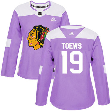 Adidas Blackhawks #19 Jonathan Toews Purple Authentic Fights Cancer Women's Stitched NHL Jersey