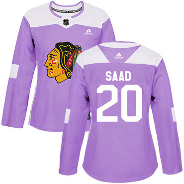 Adidas Blackhawks #20 Brandon Saad Purple Authentic Fights Cancer Women's Stitched NHL Jersey