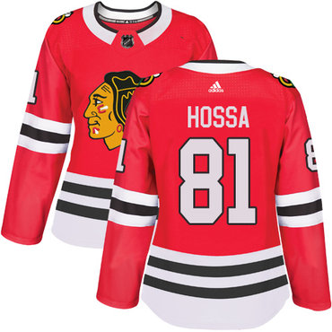Adidas Blackhawks #81 Marian Hossa Red Home Authentic Women's Stitched NHL Jersey - 副本