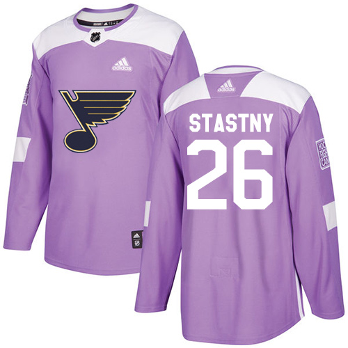 Adidas Blues #26 Paul Stastny Purple Authentic Fights Cancer Stitched Youth NHL Jersey