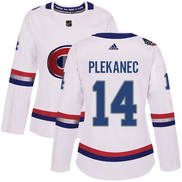 Adidas Canadiens #14 Tomas Plekanec White Authentic 2017 100 Classic Women's Stitched NHL Jersey