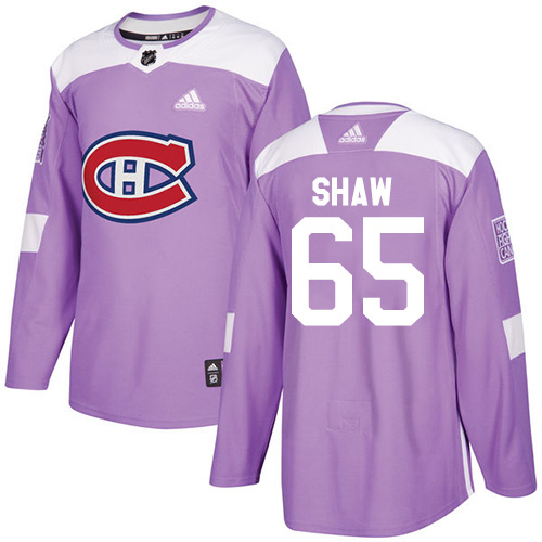 Adidas Canadiens #65 Andrew Shaw Purple Authentic Fights Cancer Stitched Youth NHL Jersey