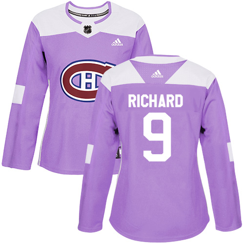 Adidas Canadiens #9 Maurice Richard Purple Authentic Fights Cancer Women's Stitched NHL Jersey