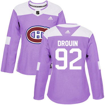 Adidas Canadiens #92 Jonathan Drouin Purple Authentic Fights Cancer Women's Stitched NHL Jersey