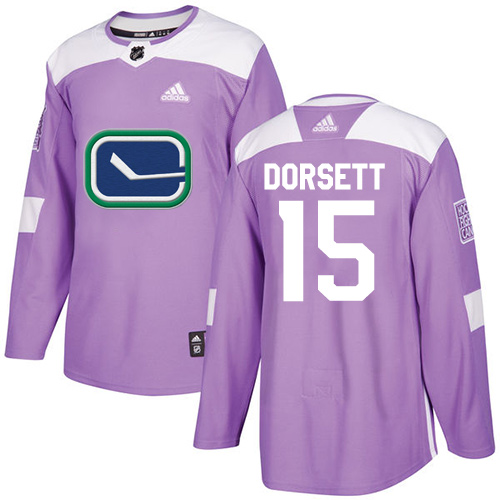Adidas Canucks #15 Derek Dorsett Purple Authentic Fights Cancer Youth Stitched NHL Jersey