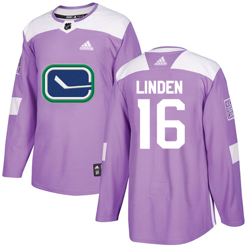 Adidas Canucks #16 Trevor Linden Purple Authentic Fights Cancer Youth Stitched NHL Jersey