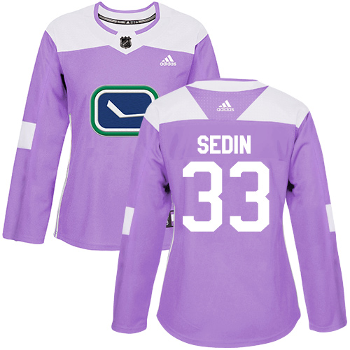Adidas Canucks #33 Henrik Sedin Purple Authentic Fights Cancer Women's Stitched NHL Jersey