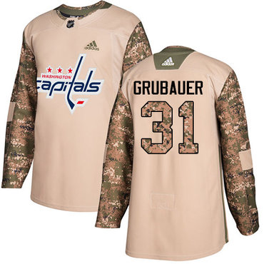 Adidas Capitals #31 Philipp Grubauer Camo Authentic 2017 Veterans Day Stitched Youth NHL Jersey