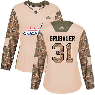 Adidas Capitals #31 Philipp Grubauer Camo Authentic 2017 Veterans Day Women's Stitched NHL Jersey