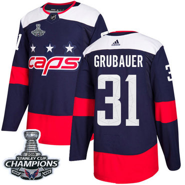Adidas Capitals #31 Philipp Grubauer Navy Authentic 2018 Stadium Series Stanley Cup Final Champions Stitched Youth NHL Jersey