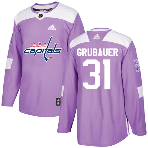 Adidas Capitals #31 Philipp Grubauer Purple Authentic Fights Cancer Stitched Youth NHL Jersey