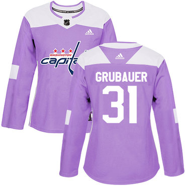 Adidas Capitals #31 Philipp Grubauer Purple Authentic Fights Cancer Women's Stitched NHL Jersey