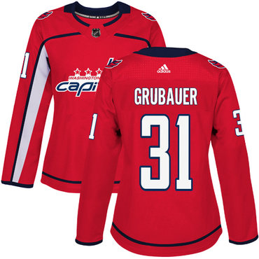 Adidas Capitals #31 Philipp Grubauer Red Home Authentic Women's Stitched NHL Jersey