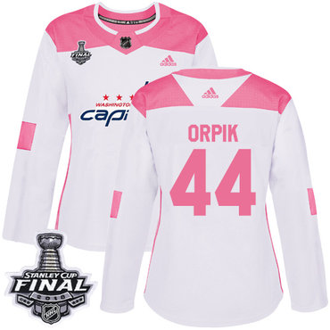 Adidas Capitals #44 Brooks Orpik White Pink Authentic Fashion 2018 Stanley Cup Final Women's Stitched NHL Jersey