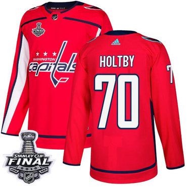 Adidas Capitals #70 Braden Holtby Red Home Authentic 2018 Stanley Cup Final Stitched Youth NHL Jersey