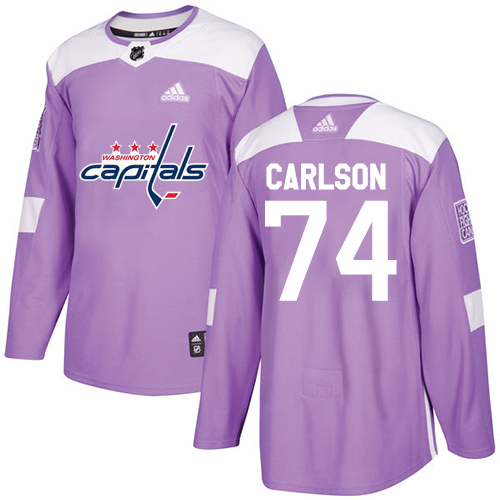 Adidas Capitals #74 John Carlson Purple Authentic Fights Cancer Stitched Youth NHL Jersey