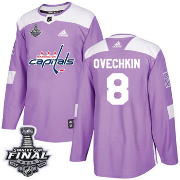 Adidas Capitals #8 Alex Ovechkin Purple Authentic Fights Cancer 2018 Stanley Cup Final Stitched Youth NHL Jersey
