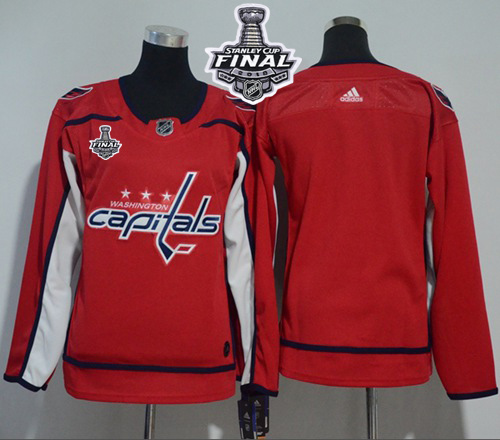 Adidas Capitals Blank Red Home Authentic 2018 Stanley Cup Final Women's Stitched NHL Jersey