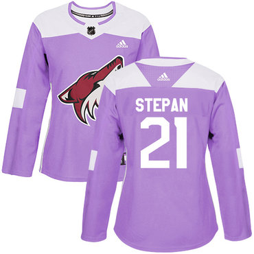 Adidas Coyotes #21 Derek Stepan Purple Authentic Fights Cancer Women's Stitched NHL Jersey